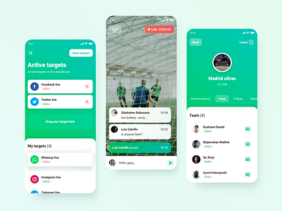 Live Sports Video Streaming App app clean clean ui design flat ios minimal mobile mobile app design social ui ux video