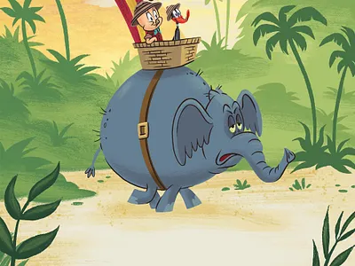 Porky and Daffy adventure book children daffy duck elephant illustration jungle kidlit kidlitart kids looney tunes picture book porky pig