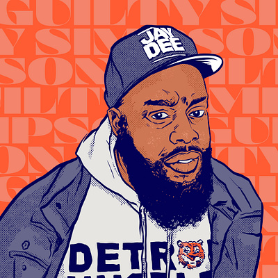 Guilty Simpson - Detroit's Son design detroit draw hand hand drawn hip hop hiphop illustration illustration art rap rapper wacom wacom cintiq
