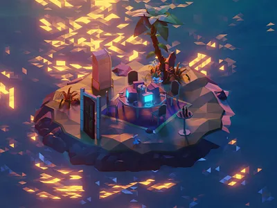 The Gamer – Sunset 3d 3d art 3d ilustration art blender blender 3d blender3d blender3dart diorama eevee illustration island isometric isometric art isometric illustration render