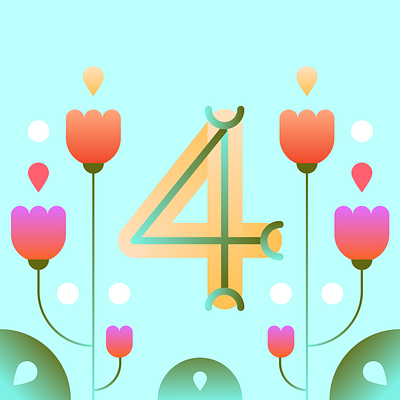 36 Days of Type - 4 36 days of type design flowers gradients graphic design illustration numbers pastels typography typography design vectors
