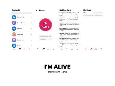 I'm alive alive app contact family figma friends ios status ui ux