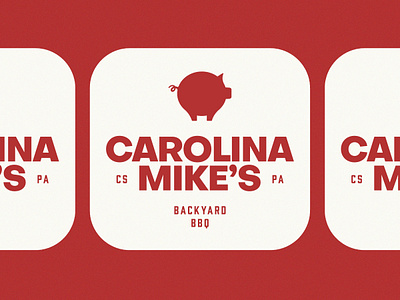 Carolina Mike's BBQ badge bbq branding carolina fire geometric grill logo logo design mark meat minimal pig red smoker southern typography