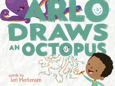 Arlo Draws an Octopus 🐙 🖍 Cover Reveal! book cover book illustration childrens book childrens book illustration digital painting illustration kidlit kidlitart octopus picture book story texture