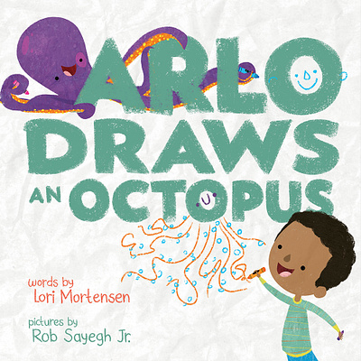 Arlo Draws an Octopus 🐙 🖍 Cover Reveal! book cover book illustration childrens book childrens book illustration digital painting illustration kidlit kidlitart octopus picture book story texture