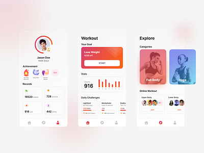 Workout App - Design Exploration apps clean exploration fitness gradient mobile ui ux workout