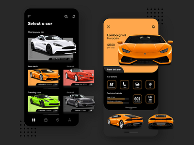 Car rental app - dark mode auto booking car car rental car rental app cars dark mode drive mobile mobile ui race race car racing rent rent a car rental app speed ui ui design user interface ux
