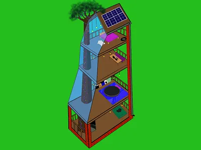 dream house architecture baobab garland house illustration nature solar batteries treehouse дерево дом в разрезе дом на дереве иллюстрация рисунок в разрезе солнечные батареи чертеж дома