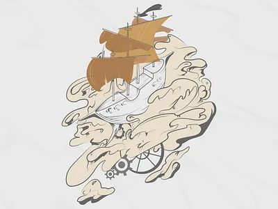 Steampunk ship - art (n.01) art branding design illustration illustrator ship steampunk steampunk ship vector