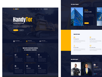 HandyTor Construction Website Template agency website architecture branding builder construction design illustration landingpage product ui ux workers