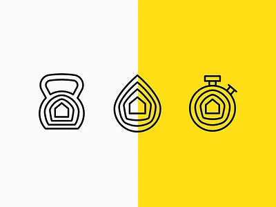 Sweat From Home - Brand Icons blend branding drop fitness from home home icons icons set kettlebell logo stopwatch sweat typography virtual workout