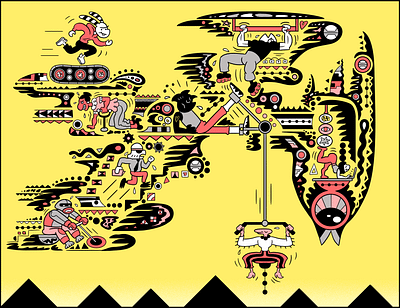 Working Together business characterdesign cooperation design editorial editorial illustration illustration illustrator inking startup