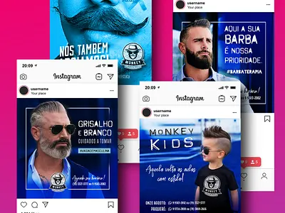 SOCIAL MIDIA ♡ Barbearia Monkey art artist brasil brazil design desinger estampadonna illustration logo logotype socialmedia