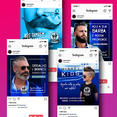 SOCIAL MIDIA ♡ Barbearia Monkey art artist brasil brazil design desinger estampadonna illustration logo logotype socialmedia