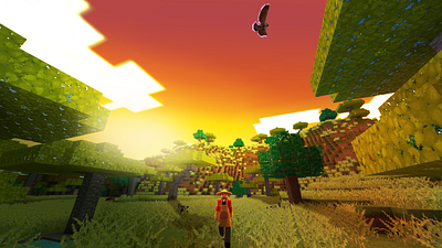 Eagle in The Sky & Traders in Realmcraft Free Minecraft Clone build craft free minecraft game art game design games landscape minecraft building nature pixel art realmcraft