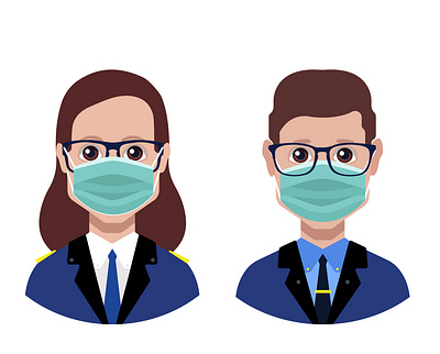 Avatar with medical face mask coronavirus face mask person side