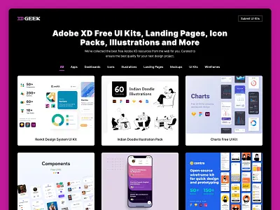 XD Geek adobe xd freebie landing page ui kits