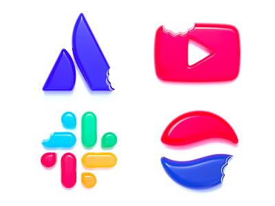 Gummy brands 3d 3d art atlassian c4d c4dart cinema 4d conceptual design design digital graphic design gummy icon illustration log logodesign pepsi realistic render slack youtube