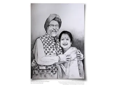 AGELESS BLISS - Pencil & charcoal sketch by ARTIST KAMAL NISHAD artist kamal nishad artwork charcoal drawing charcoaldrawing gift for loved ones kamal nishad kamalnishad pencil art pencil drawing pencil sketch portrait art portrait sketch sketch sketchart
