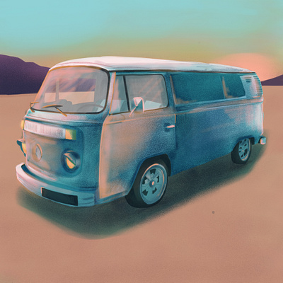 Van design digital illustration illustration illustration art illustrator sunset surf inspiration surf van van van illustration volkswagen