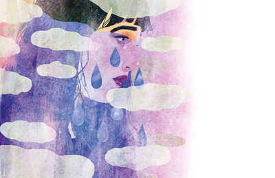 Why We Cry blue editorial editorial illustration illustration portrait sadness