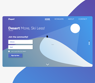 Landing Page-Desert adobe adobeillustator adobexd art blue danialnazemi desert design flat graphic hierarchy illustration logo neumorphism passion proximity sans serif typography vector website