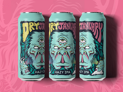 Heavy Seas Beer - Dry January Can Design beer beer art beer branding beer can beer label brewery gorilla hazy illustration third eye thirdeye yeti