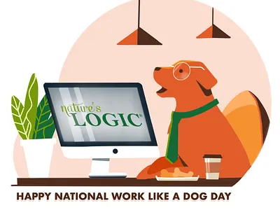 Work Like A Dog business coffee design dog dog illustration dog treats flat graphic graphicdesign illustration illustration art national work like a dog national work like a dog office plant typography vector