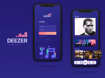 Dezzer Music App Redesign mobile app mobile desin mobile ui ui design ux design