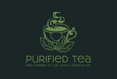 Purified Tea - Line Art logo Version brand identity branding cup logo design illustration illustrator line art line art logo logo design tea branding tea logo typography