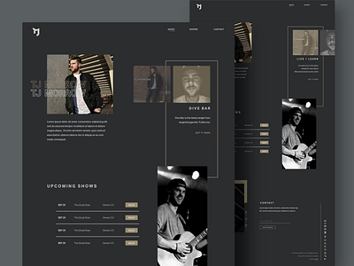 TJ - Musician Website black card clean dark dark ui designer developer gold homepage landing page landingpage personal portfolio service services simple ui user interface ux wesite