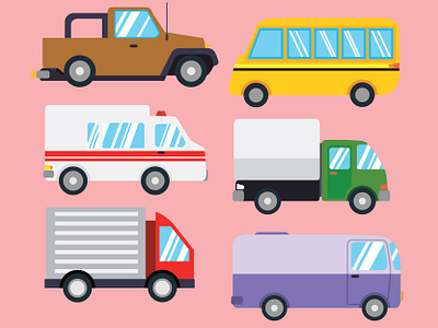 LAND TRANSPORTATION SET adobeillustator animation art busdesign colorful design icon illustration illustrator kawaii land pastel transport transportation vector