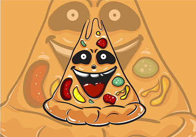 Smile Pizza Monster Character 01 background cartoon character cute design fastfood fortune illustration junkfood kawaii magic monster mystic occult pizza smile sticker topping vector vectors