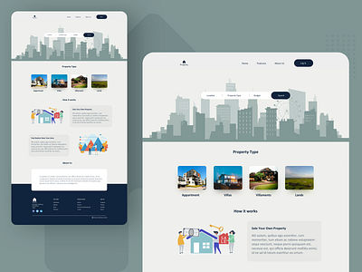 Property - Real Estate Website branding design homepage landingpage marketing minimal properties real estate ui visual design web website