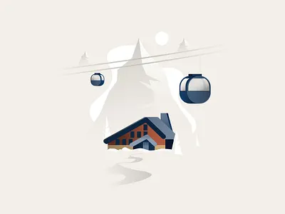 Mountain Scene design flat illustration minimal mountains skiing snow vector