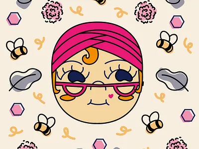 Challenge #FunWithFaces with Charly Clements anna madrigal bee glasses honey illustration san francisco tales of the city
