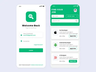 Job Finder App app clean design finder iphone job job application job board job listing job portal job search jobs ui ux website