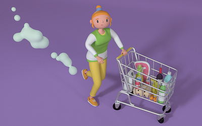 grocery 3d character design illustration