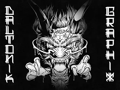 Dragon head character character design dark doodle doodle art dragon drawing evil horned horns horror illustration japan japan dragon japanese art mascot mascot character mascot head mascot logo vector art