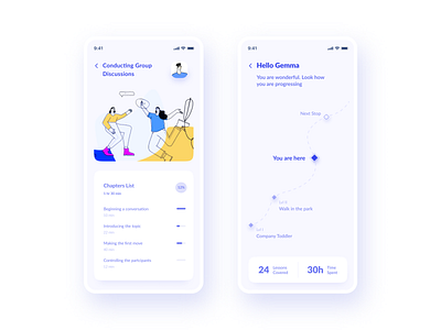 Guide Me - Edu App 2020 app blue blush clean ui course education education app learn learning platform minimal modern mvp progress remote learn students track typography ui