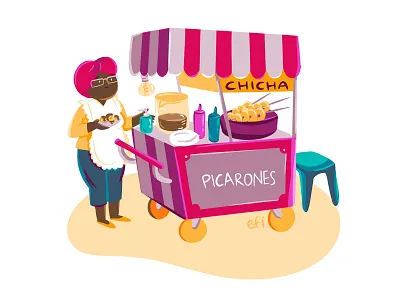 Peruvian Street Food food illustration latin lima peru picarones southamerica stall street food sweet typical
