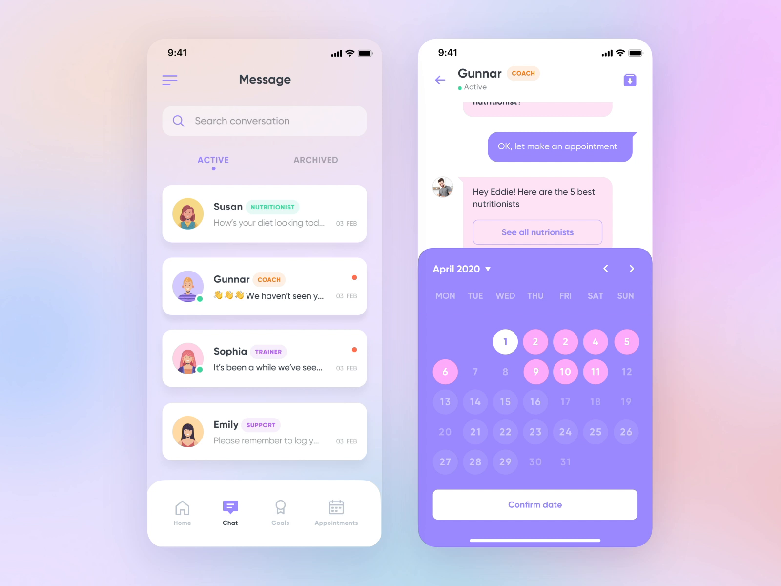 Example of Chatbot Concept • Book A Nutritionist