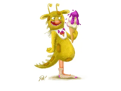 A Monster book candies character characterdesign children children book illustration design digitalart icecream illustration illustrator kids kidsillustration monster sweet typography