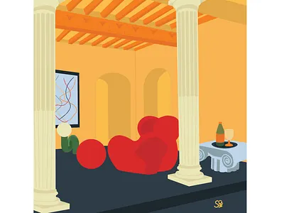 modern medieval interior adobe illustration adobe illustrator digital illustration flat design flat illustration flatdesign furniture home illustration interior interior design medieval modern vector design
