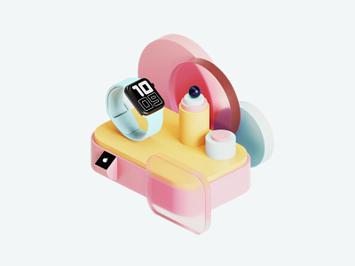 3D Illustration – 🍬Apple Watch & Candy shapes exploration 3d 3d art 3d graphic 3d illustration 3d modeling apple apple watch blender blender3d clean colors illustration minimal render simple