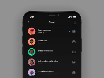 Instagram DM: Chat Reactions 😉🥳🤪😈 adobe xd chat chats design dms instagram ios iphone iphone x messages protopie prototype redesign ui video xd