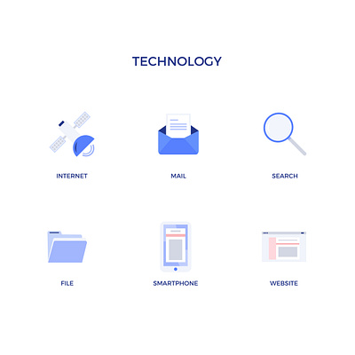 Icons pack - technology blue file flat icon icons icons design icons pack icons set internet mail minimalist modern phone search technology web webdesign website