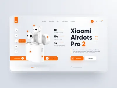 Landing Page: Xiaomi Airdots Pro accessories blue concept desktop earphones figma headphones landing light marketplace online orange page store ui ux website xiaomi
