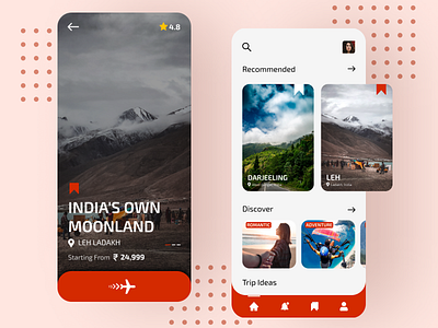 Travel App Design adventure adventuretourinindia app ui clean ui interface design mobile app design mobile ui travel app trip ui uidesign vacation