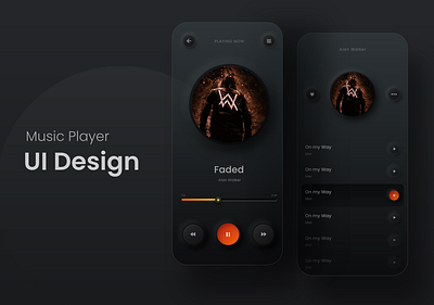 Music Player UI dark theme design interaction design interactive design minimalistic mobile app design music music app neumorphic design neumorphism product design ui ui ux ui design